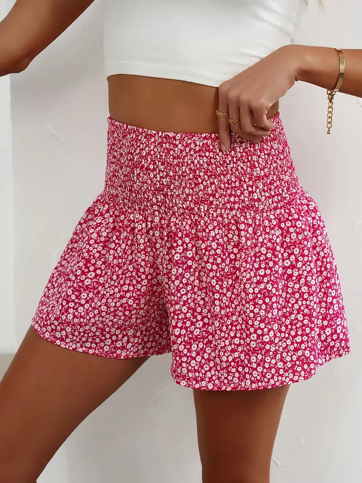 Short met hoge taille en bloemenpatroon
