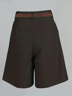 High-waisted straight leg shorts