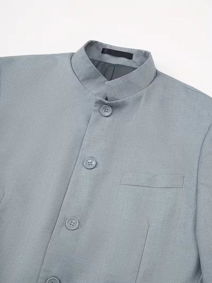 Blazer slim fit met mandarin collar