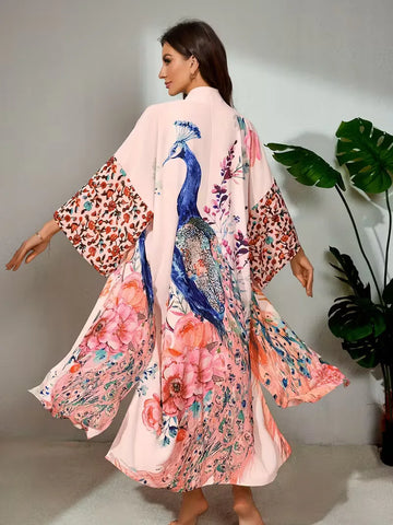 Bohemian cover-up met lange mouwen
