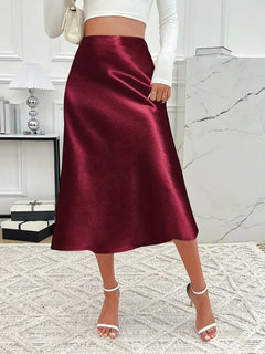 Satijnen rok met hoge taille