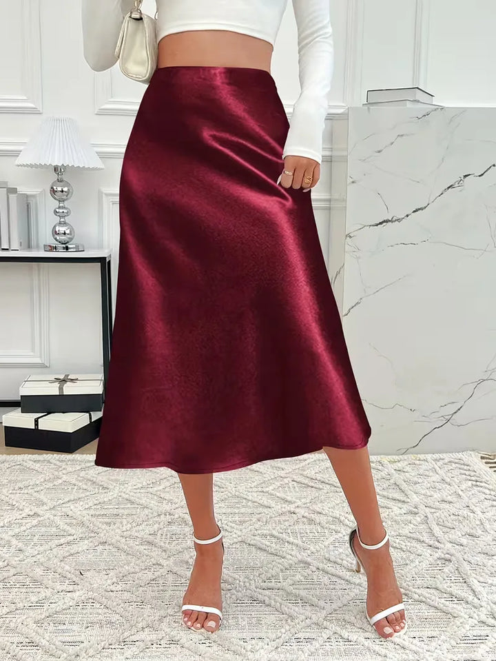 Satijnen rok met hoge taille