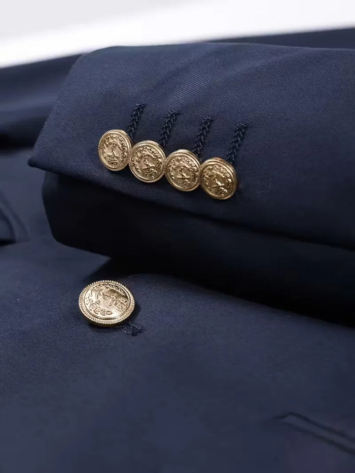 Colbert slim fit met gouden knopen