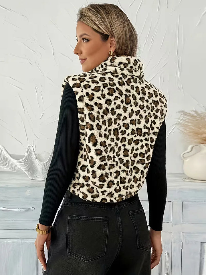 Vest met rits en faux shearling