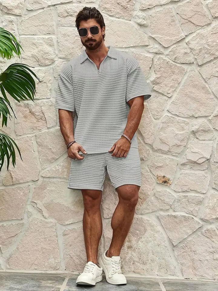 Shorts met V-neck en textuur