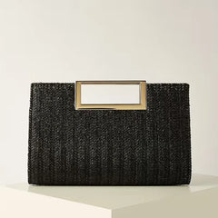 Woven clutch met vierkante handgreep