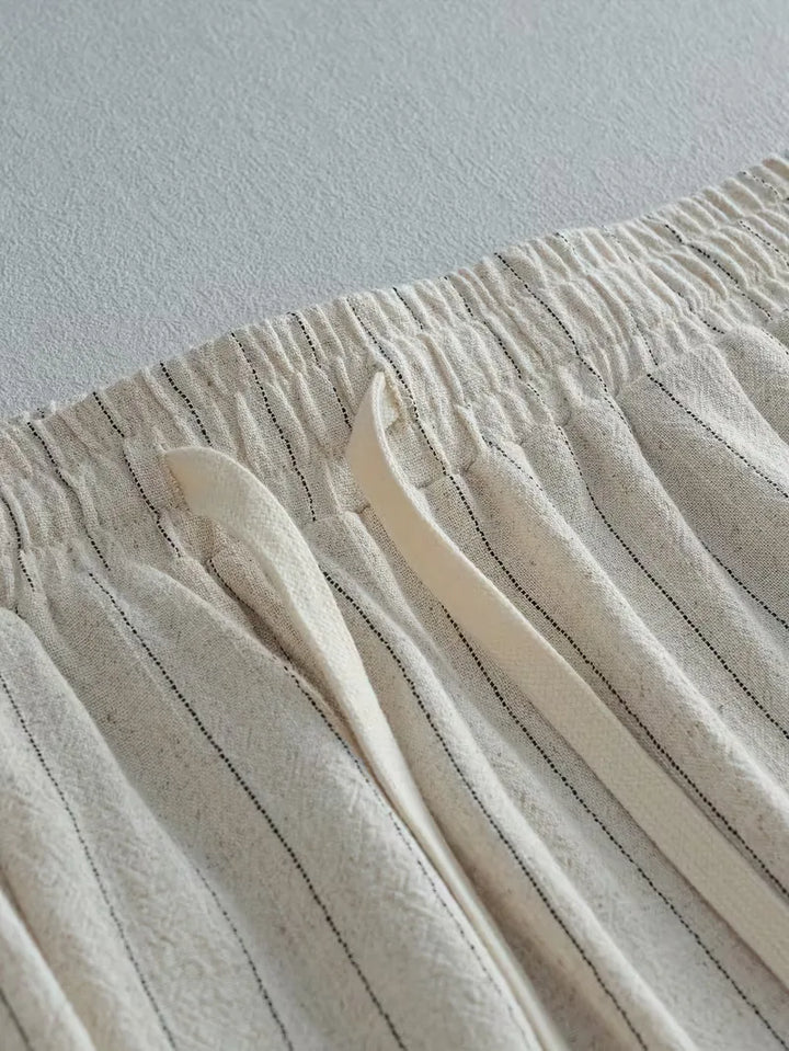 Wide fit pantalons met verticale strepen