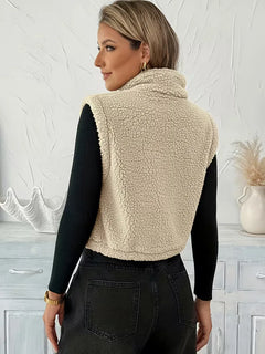 Vest met rits en faux shearling