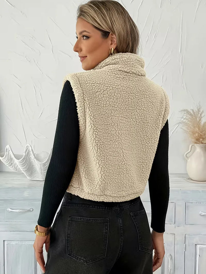 Vest met rits en faux shearling