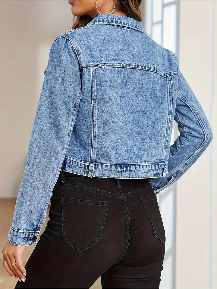 Spijkerjas met cropped lengte