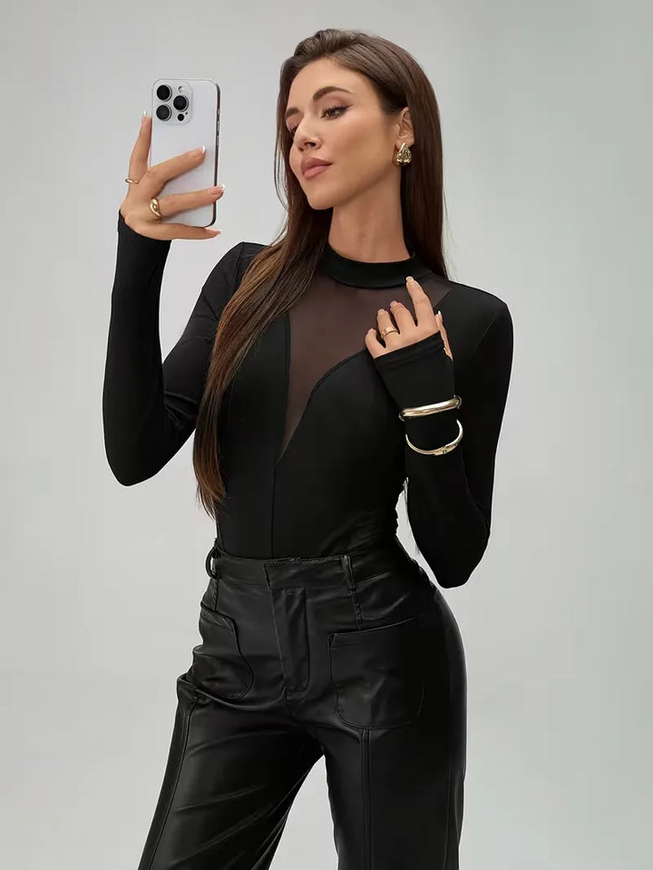 Bodysuit met mesh panelen