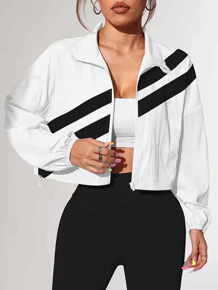 Track jacket met elastische manchetten