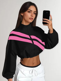 Track jacket met elastische manchetten