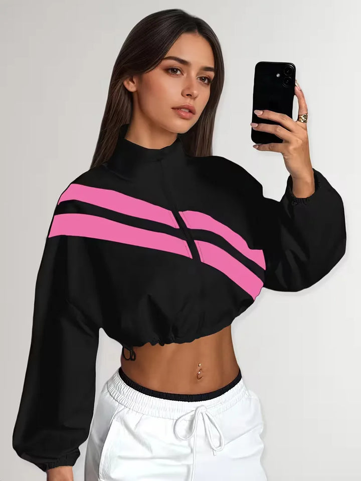 Track jacket met elastische manchetten