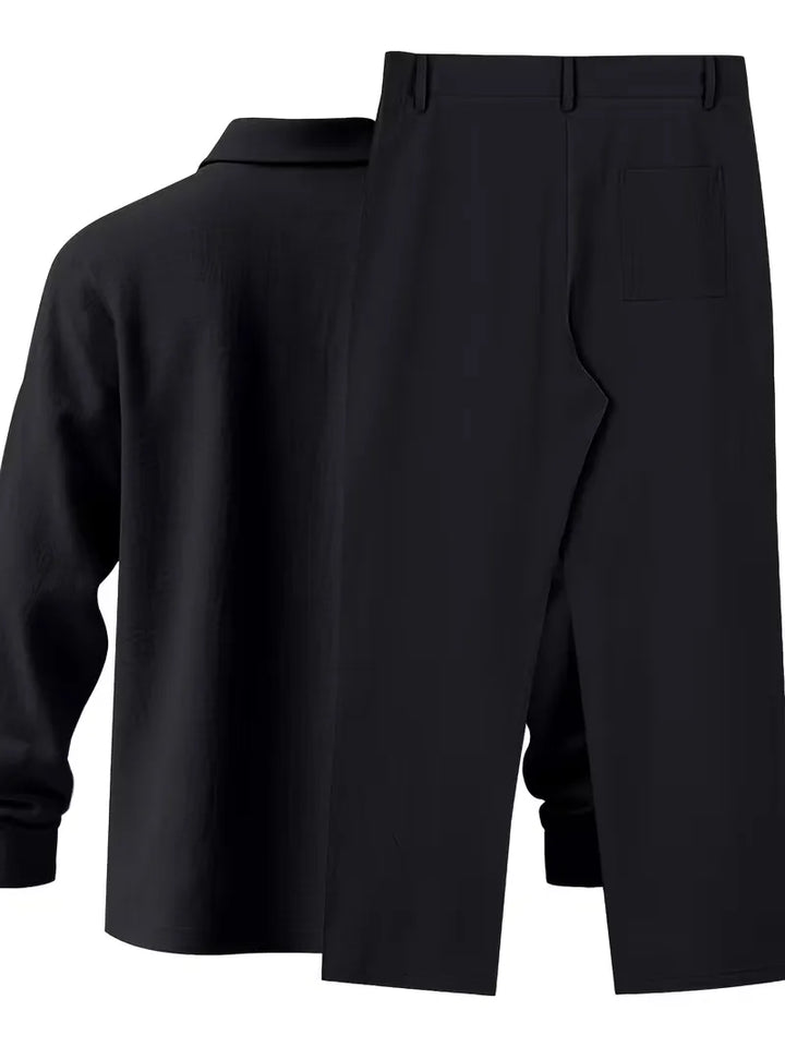 Linnen pak met mandarin collar