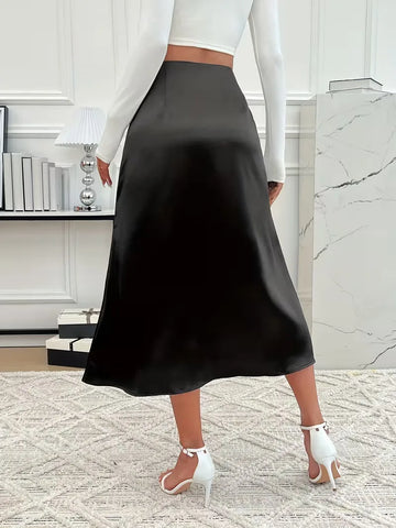 Satijnen rok met hoge taille