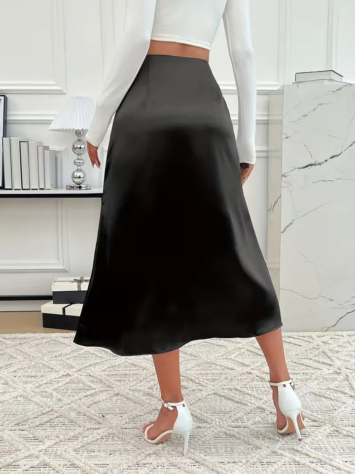 Satijnen rok met hoge taille