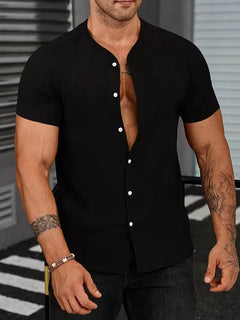 Shirt met mandarin kraag