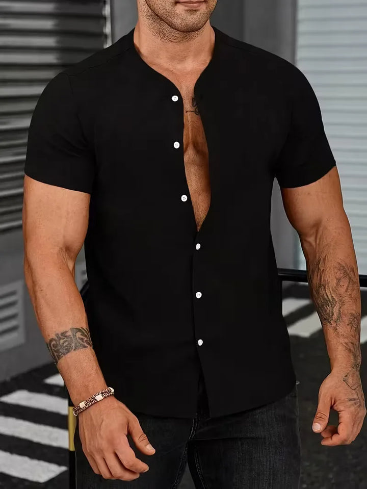 Shirt met mandarin kraag