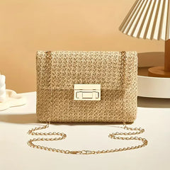 Woven clutch met gouden sluiting