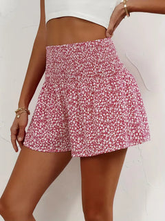 Short met hoge taille en bloemenpatroon
