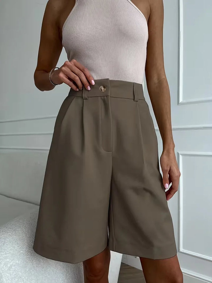 High-waisted straight leg shorts