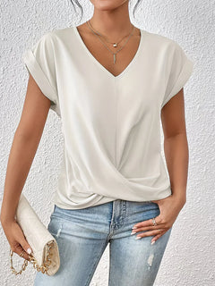 V-hals T-shirt met draped front