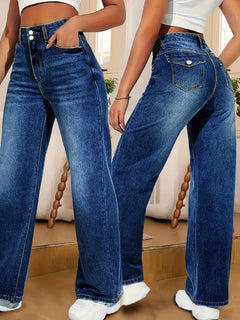 Straight jeans met hoge taille