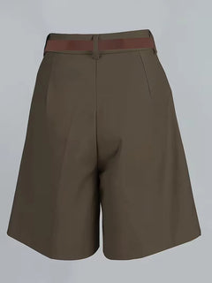 High-waisted straight leg shorts