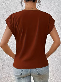 V-hals T-shirt met draped front