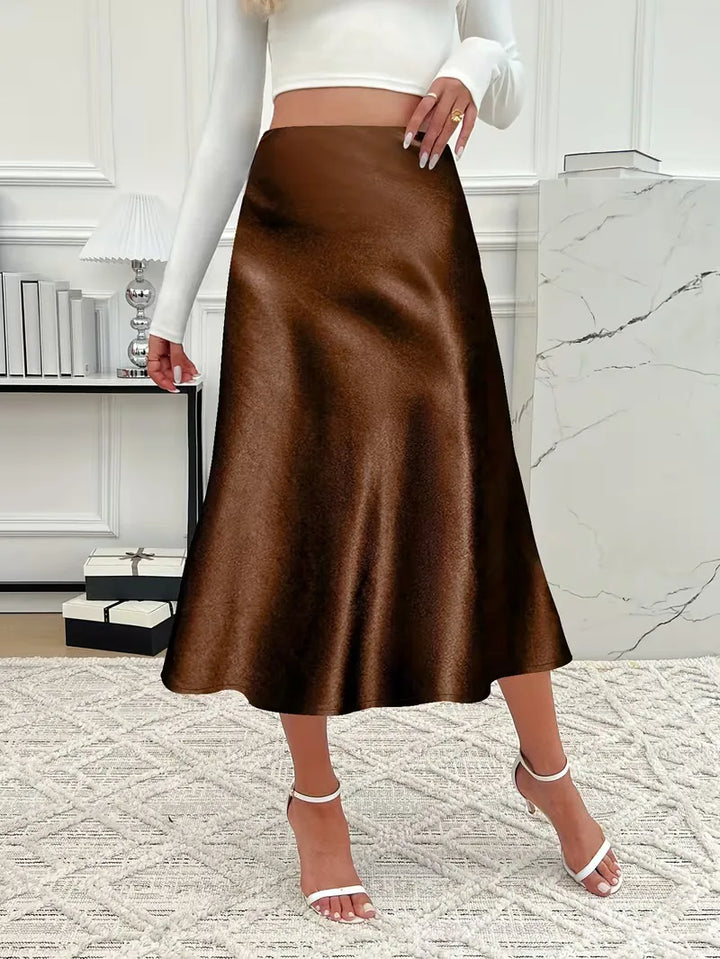 Satijnen rok met hoge taille