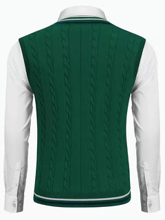 Mouwloos gebreid vest met V-hals