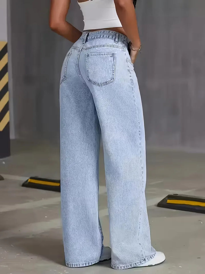 Wide leg jeans met hoge taille