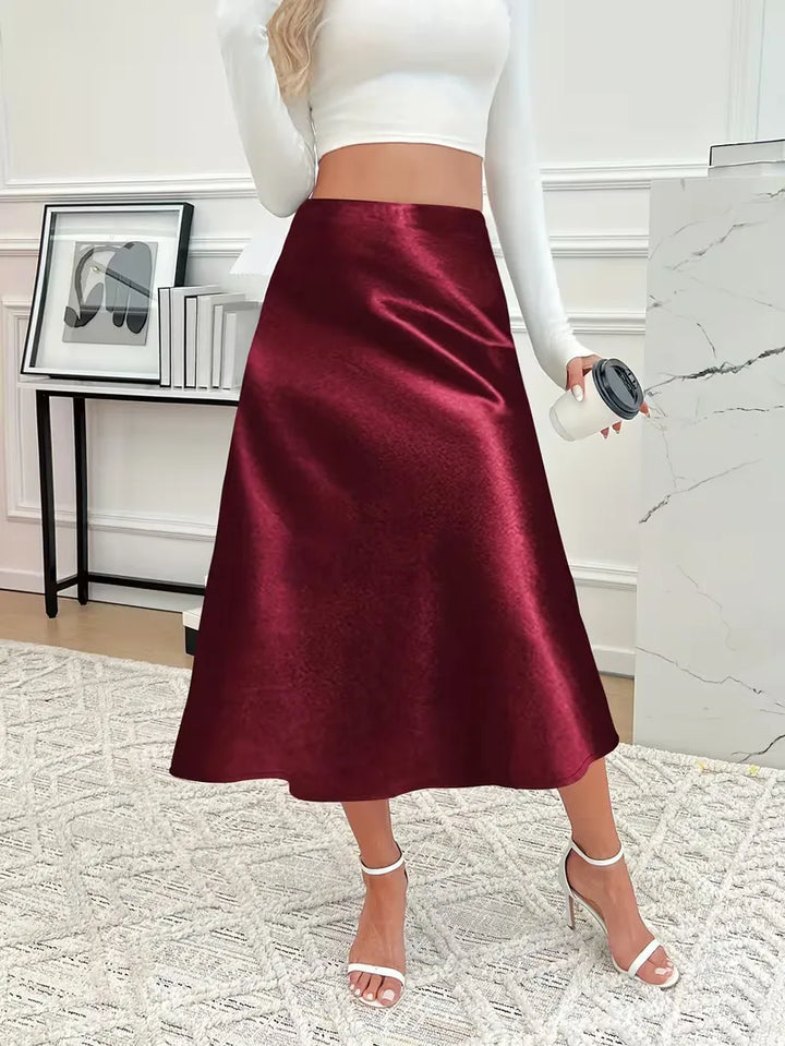 Satijnen rok met hoge taille