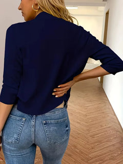 Paarse open-front cardigan 3/4 mouwen