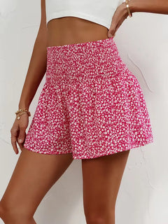 Short met hoge taille en bloemenpatroon