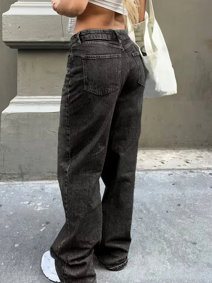 Straight jeans met mid-rise