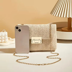 Woven clutch met gouden sluiting