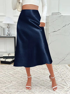 Satijnen rok met hoge taille
