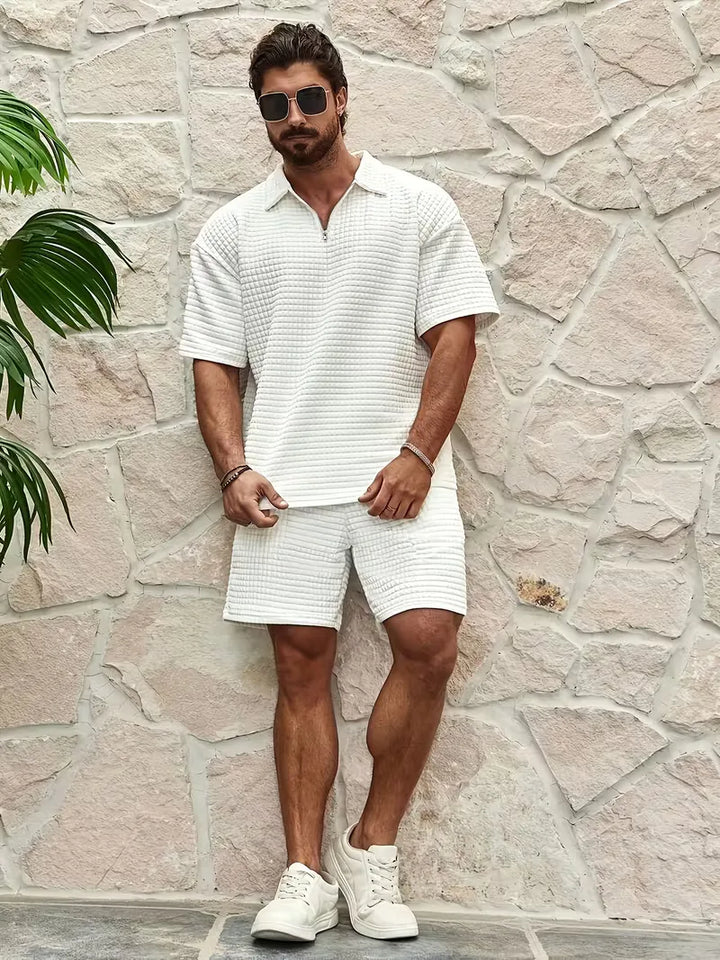Shorts met V-neck en textuur