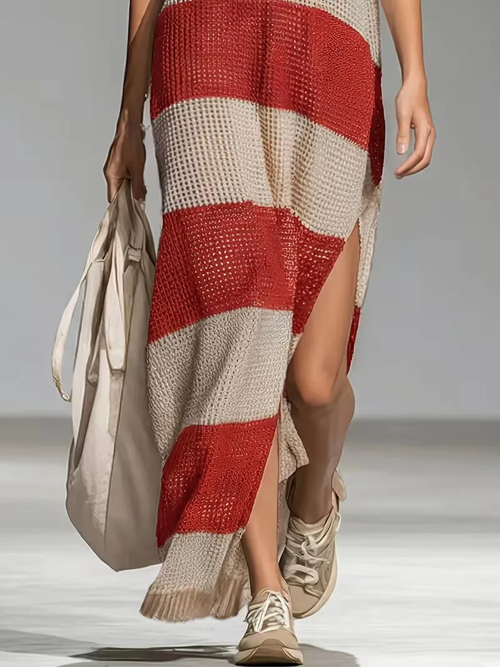Maxi cover-up met V-hals