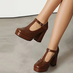 Blokhak schoenen met enkelbandje