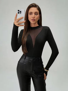 Bodysuit met mesh panelen