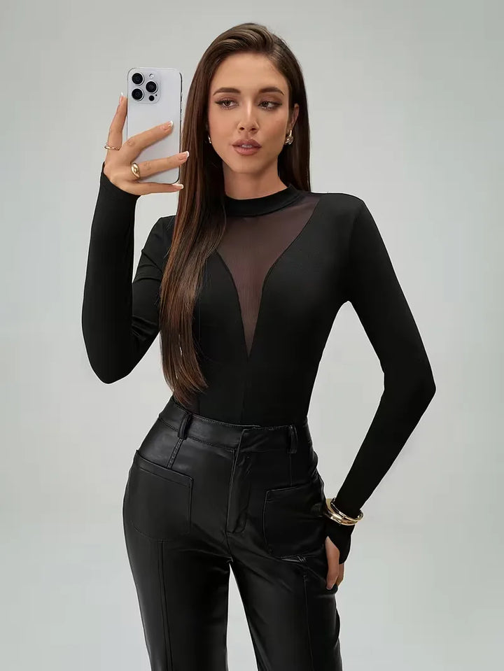 Bodysuit met mesh panelen