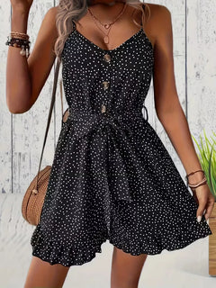 Playsuit met polka dot en V-hals