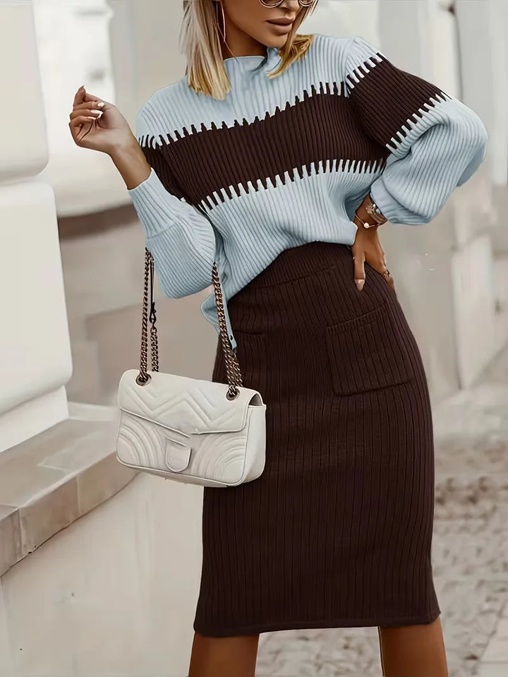 Tweedelige set met ribbed textuur