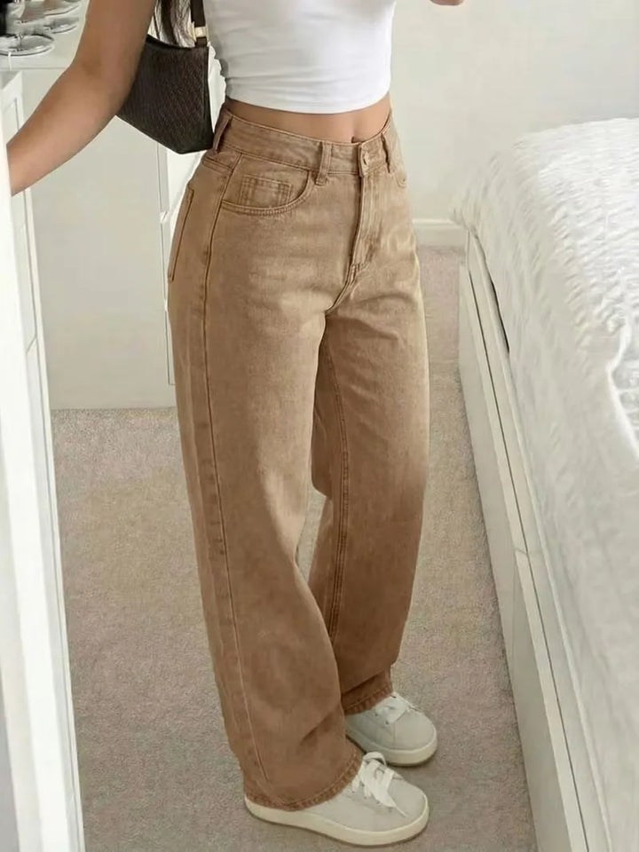 Straight jeans met mid-rise