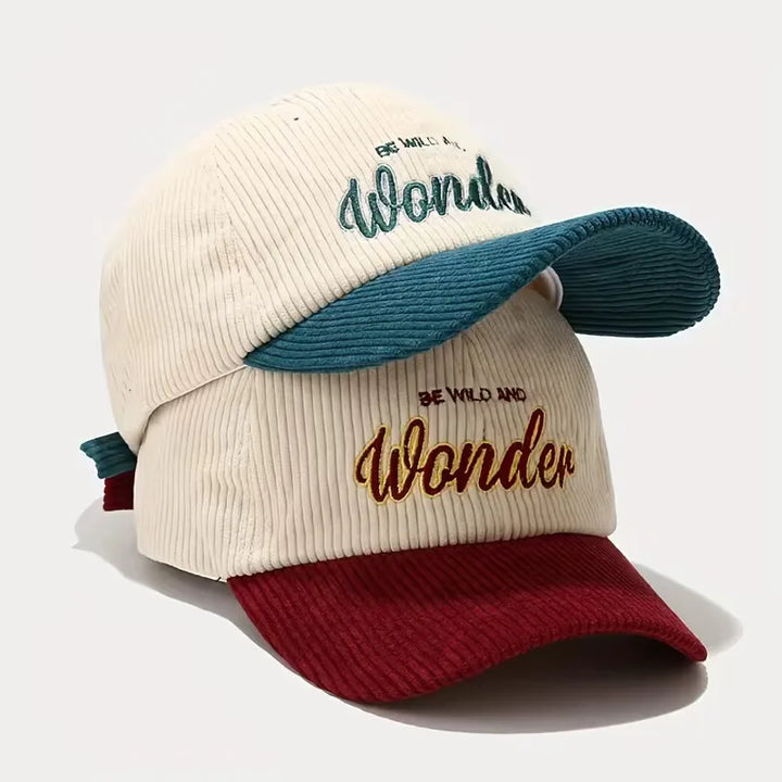Corduroy baseball cap met geborduurde letters