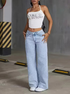 Wide leg jeans met hoge taille