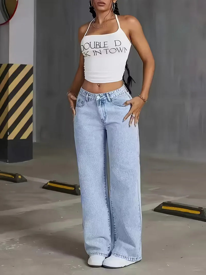 Wide leg jeans met hoge taille